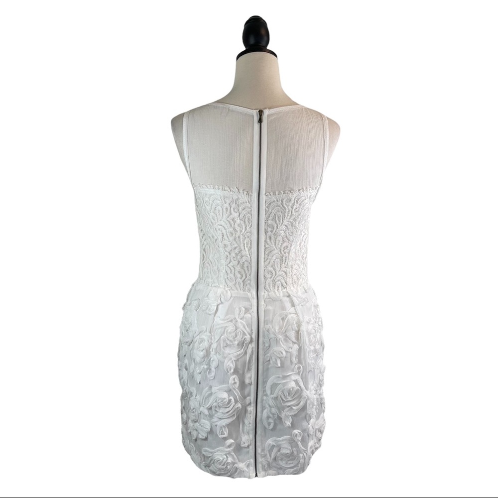 Rachel Roy Dress White Sheer Zipper Rosette, Size 6 - Picture 8 of 14